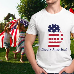 4 juli Cheers America Amerikaanse Vlag Bierpul T-shirt