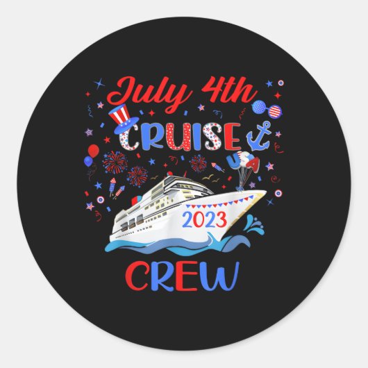 4 juli Cruisereis Ronde Sticker (Voorkant)