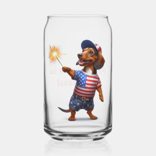 4 juli Dachshond Blikvorm Glas