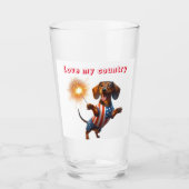 4 juli Dachshund Bier Glas (Voorkant)