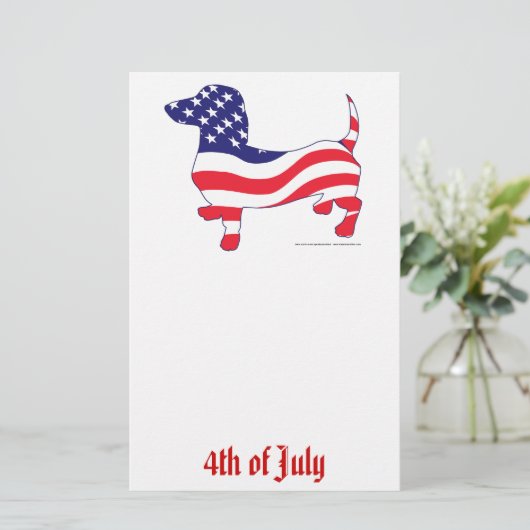 4 juli Dachshund Briefpapier (Staand voorkant)