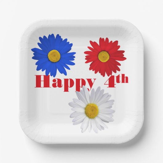 4 juli Daisies Papieren Bordje (Voorkant)