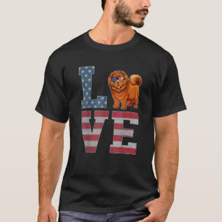 4 juli Decor Patriotic Love Chow Dog Ame T-shirt