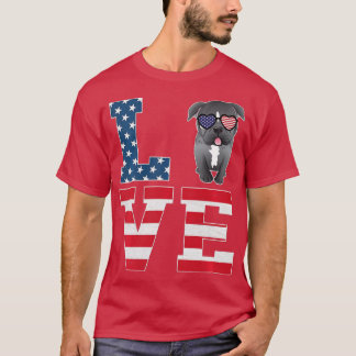 4 juli Decor Patriotic LOVE Pitbull Dog Ameri T-shirt