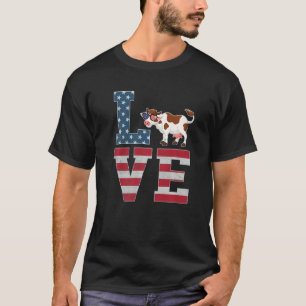 4 juli decor patriottische liefde koe Amerikaanse T-shirt