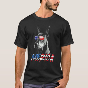 4 juli Dobermann Merica Amerikaanse Vlag Patriotti T-shirt