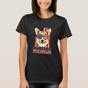 4 juli Dog Patriotic Flag Corgi T-shirt