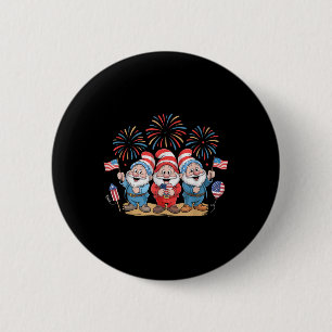 4 juli Drie kabouters vieren onafhankelijkheid VS Ronde Button 5,7 Cm