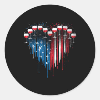 4 juli Drink proeverij wijnglazen hij amerikaans Ronde Sticker