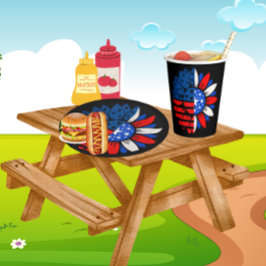 4 juli Dubbele bloem Papieren Bordje