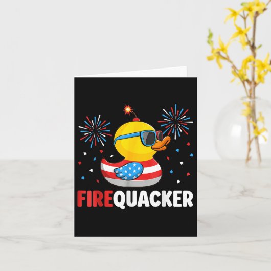 4 juli Duck Firequacker Patriottische Vierde van J Kaart (Gele Bloem)