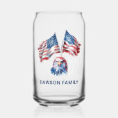 4 juli Eagle Flags gepersonaliseerd Blikvorm Glas (Voorkant)