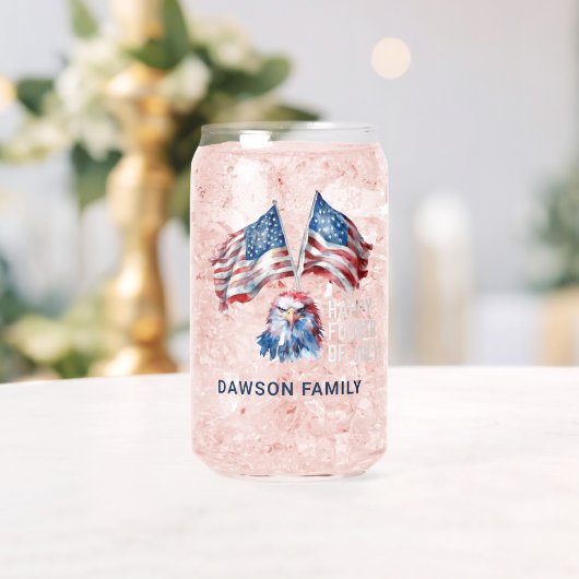 4 juli Eagle Flags gepersonaliseerd Blikvorm Glas (Insitu (Huwelijk))