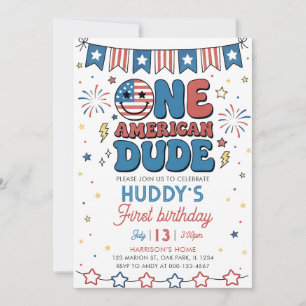 4 juli Een Amerikaanse kerel Jongen 1e verjaardag Kaart