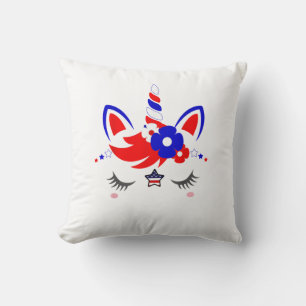 4 juli Eenhoorn Top Funny Cute Patriottische Vrouw Kussen