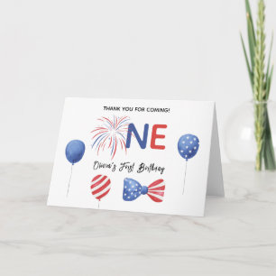 4 juli eerste verjaardagsfeestje bedankkaart