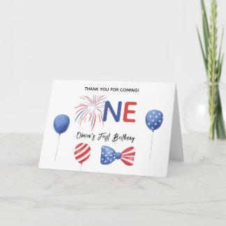 4 juli eerste verjaardagsfeestje bedankkaart