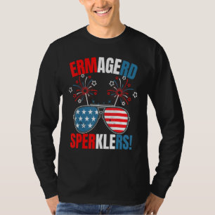 4 juli Ermagerd Vonken Vuurwerk Sterretjes T-shirt