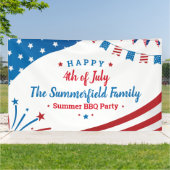 4 juli Familie Zomer BBQ Party Spandoek (Buitenkant)