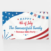 4 juli Familie Zomer BBQ Party Spandoek (Horizontaal)