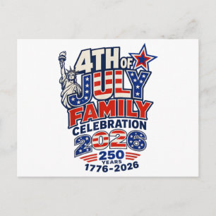 4 juli familiefeest 2026 250 jaar 1776 briefkaart