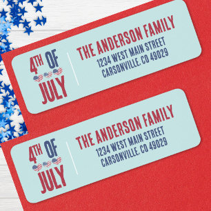4 juli-feest Amerikaanse vlag patriottisch adres Etiket