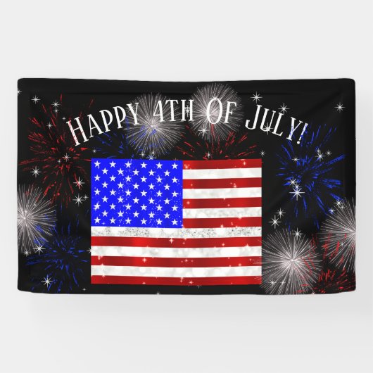 4 juli Feest - Amerikaanse vlag Spandoek (Horizontaal)
