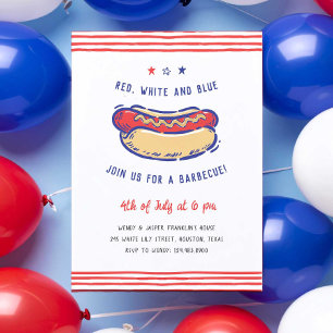 4 juli feest BBQ eigenzinnige hand-getrokken Kaart