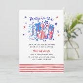 4 juli Feest in de Verenigde Staten Hand getrokken Kaart (Staand voorkant)