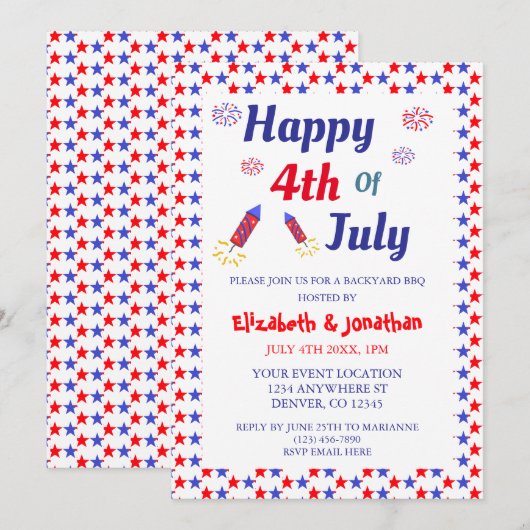 4 juli-feest kaart (Voorkant / Achterkant)