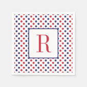 4 juli Feest Monogram Rood Wit en Blauw Servet (Voorkant)