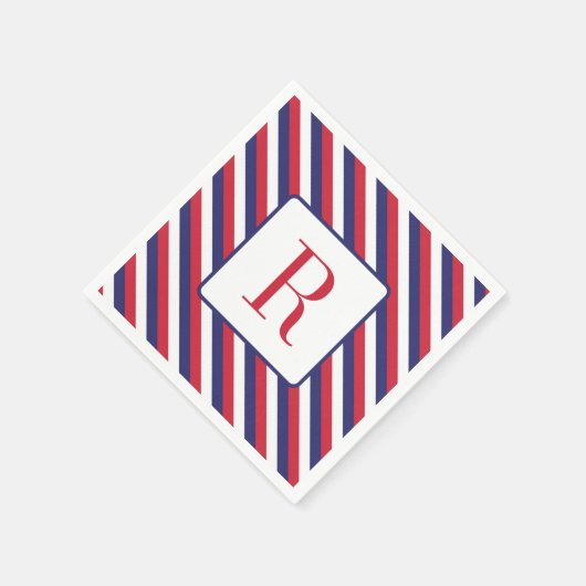 4 juli Feest Monogram Rood Wit en Blauw Servet (Hoek)