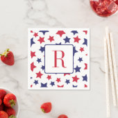4 juli Feest Monogram Rood Wit en Blauwe Ster Servet (Insitu)