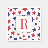 4 juli Feest Monogram Rood Wit en Blauwe Ster Servet (Voorkant)