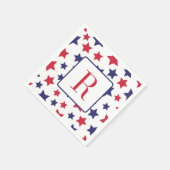 4 juli Feest Monogram Rood Wit en Blauwe Ster Servet (Hoek)