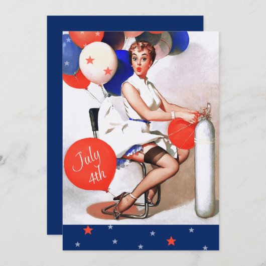 4 juli Feest | Pin-up voor retro gebeurtenissen Kaart (Voorkant / Achterkant)