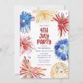 4 juli Feest, Waterverf Vuurwerk Kaart (Voorkant)