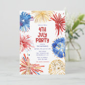 4 juli Feest, Waterverf Vuurwerk Kaart (Staand voorkant)