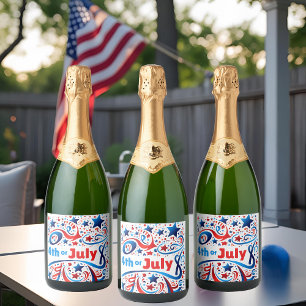 4 juli Feestlabels Verenigde Staten Stars & Stri Sparkling Wijnetiket
