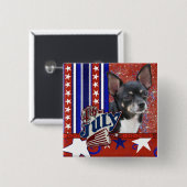 4 juli Firecracker - Chihuahua Vierkante Button 5,1 Cm (Voorkant /achterkant)