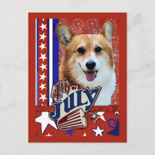 4 juli Firecracker - Corgi Briefkaart
