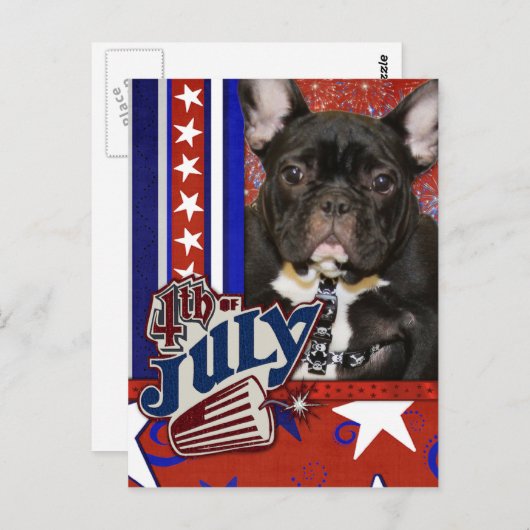 4 juli Firecracker - Franse Bulldog Briefkaart (Voorkant / Achterkant)