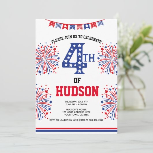 4 juli, Firecracker Kaart (Staand voorkant)