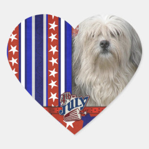 4 juli Firecracker - Lowchen Hart Sticker