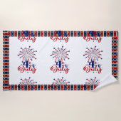 4 juli Firecracker Patriotic Vibes Star Stripes Strandlaken (Voorkant)