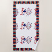 4 juli Firecracker Patriotic Vibes Star Stripes Strandlaken (Voorkant)