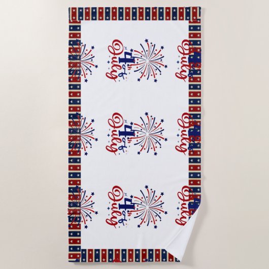 4 juli Firecracker Patriotic Vibes Star Stripes Strandlaken (Voorkant)