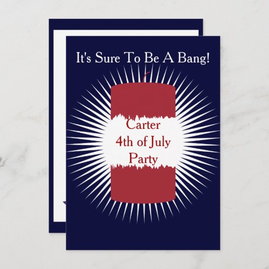 4 juli Firecracker Red, White en Blue Kaart (Voorkant / Achterkant)