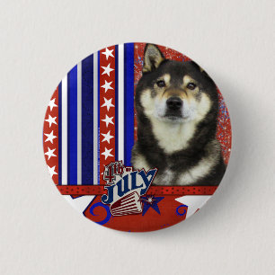 4 juli Firecracker - Shiba Inu - Yasha Ronde Button 5,7 Cm