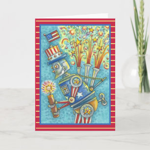 4 JULI FIREWORKS ROBOT WENSKAART blanco Kaart